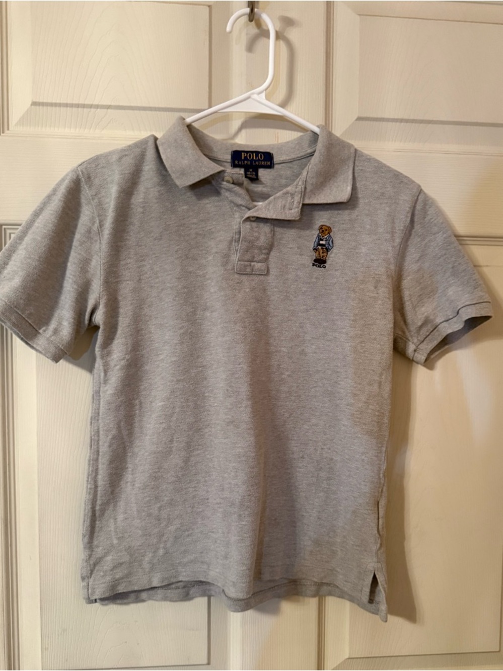 Polo by Ralph Lauren Boys' Gray Polo Shirt with Poli Bear Logo Boys 10/12